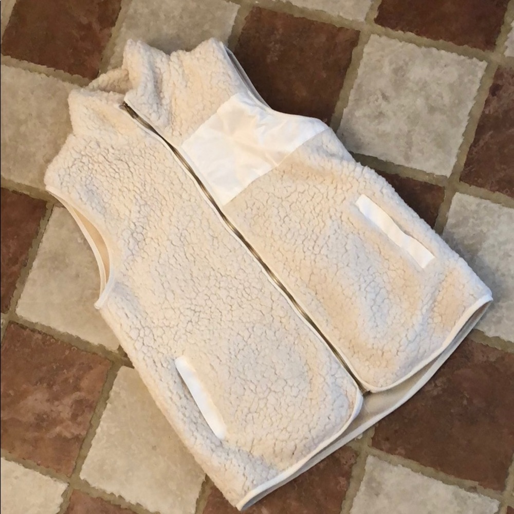 Ivory/off-white sherpa chunky textured fleece vest